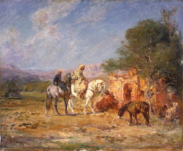 Arab horsemen near the mausoleum